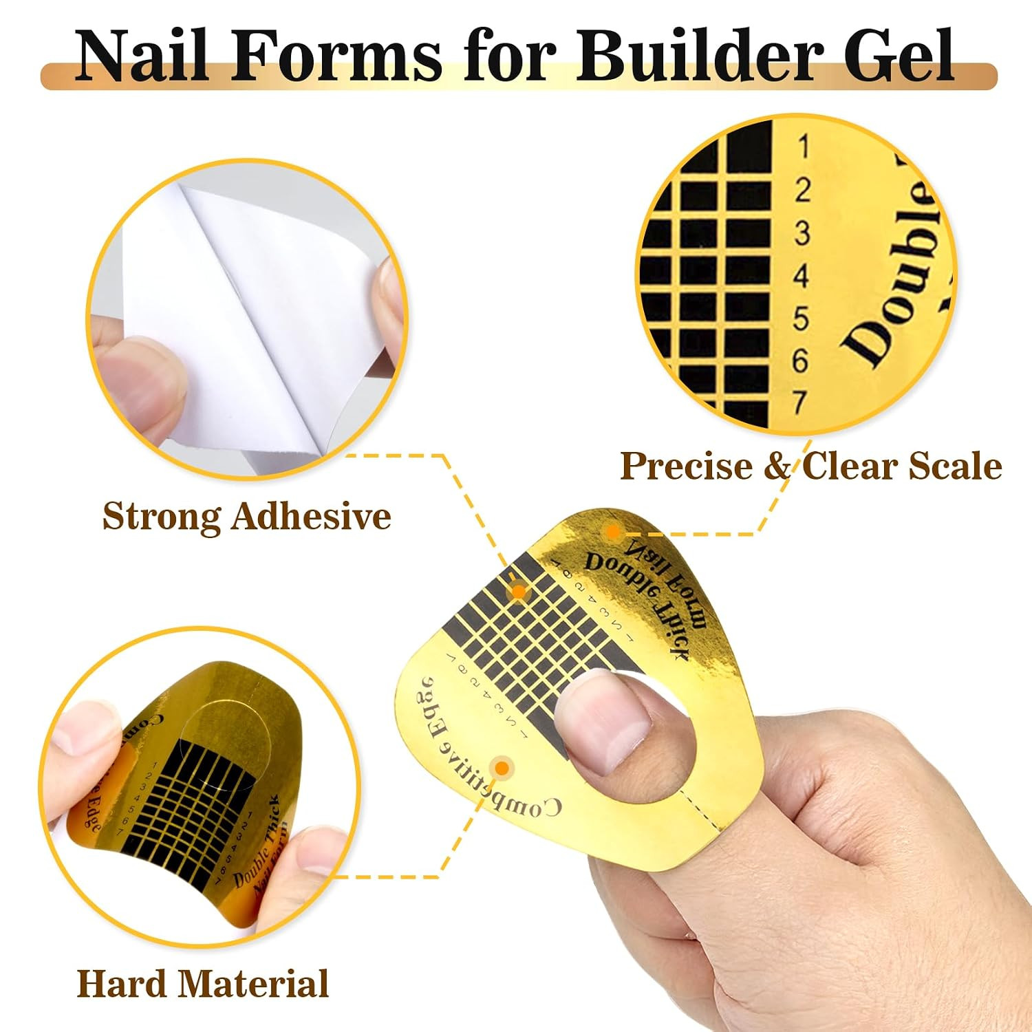 200 Nail Forms for Builder Gel – Durable Nail Extension Forms for Acrylic Nails,