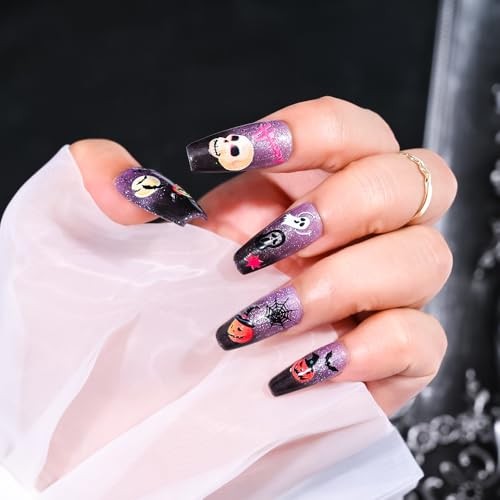 30 Sheets Nail Stickers Pumpkin Ghost Face Nail Charms Decals 3D Self Halloween