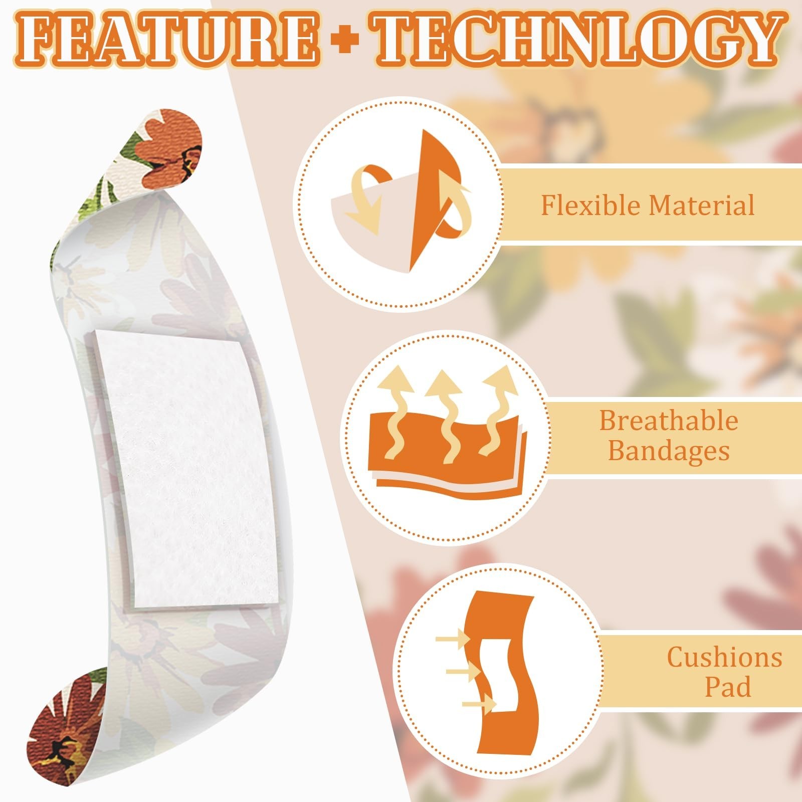 180 Pcs Flexible Fabric Adhesive Bandages Bulk Assorted Bandages Floral Breat…