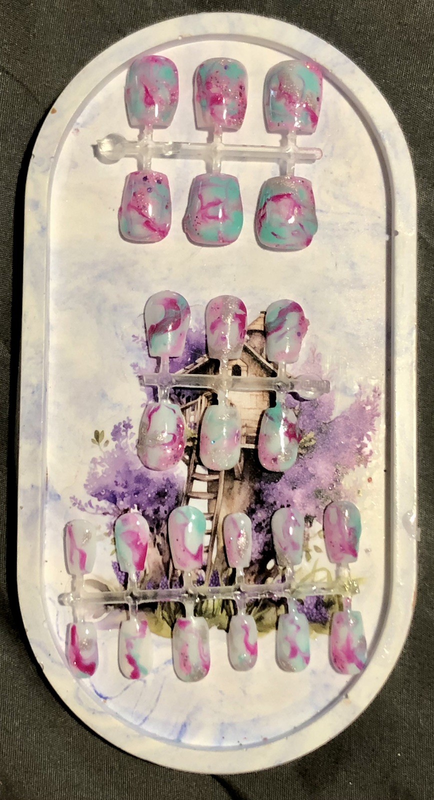 Gel Press on Nails 20pc set. Marbled. Free Set With Every Purchase.