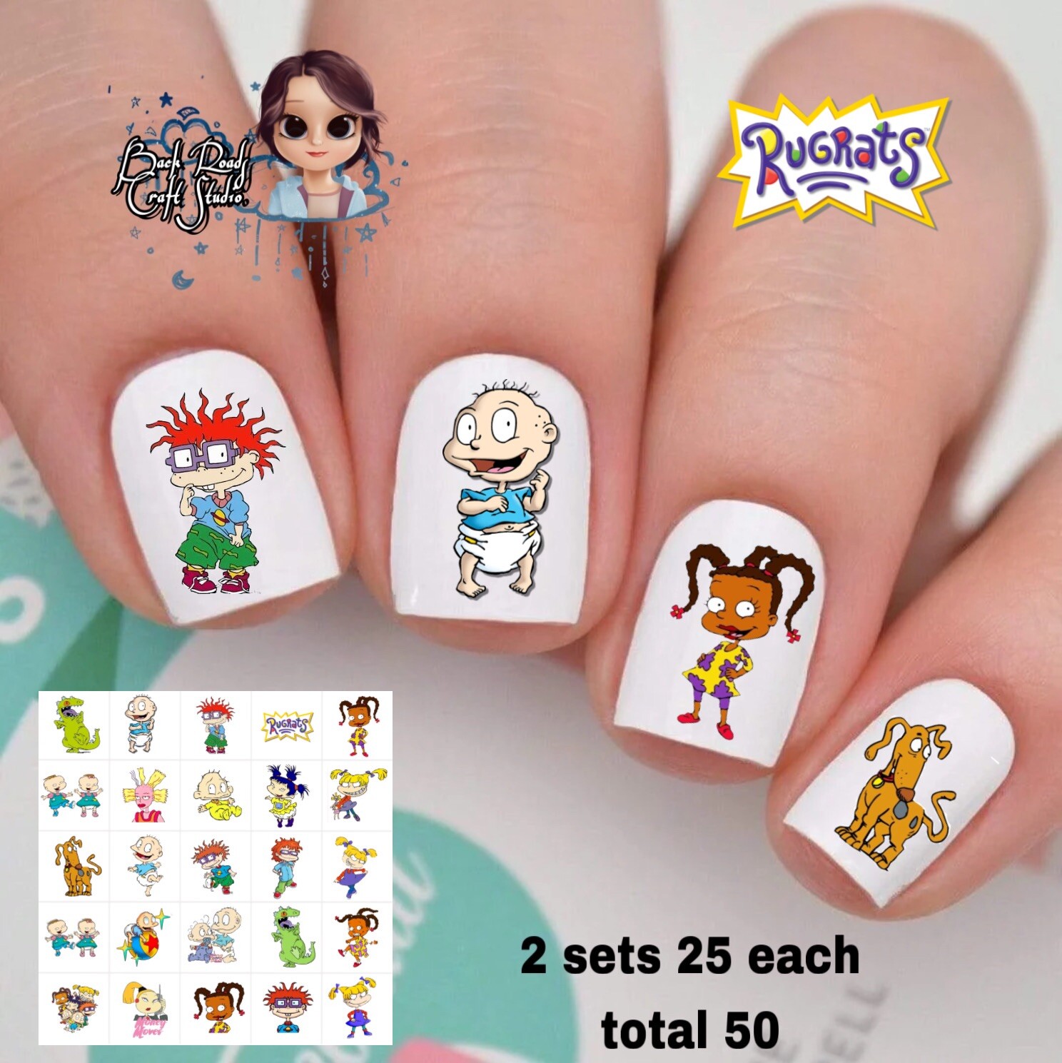 Cartoon You Choose Waterslide Nail Decals Set Of 50 Instructions & Bonus