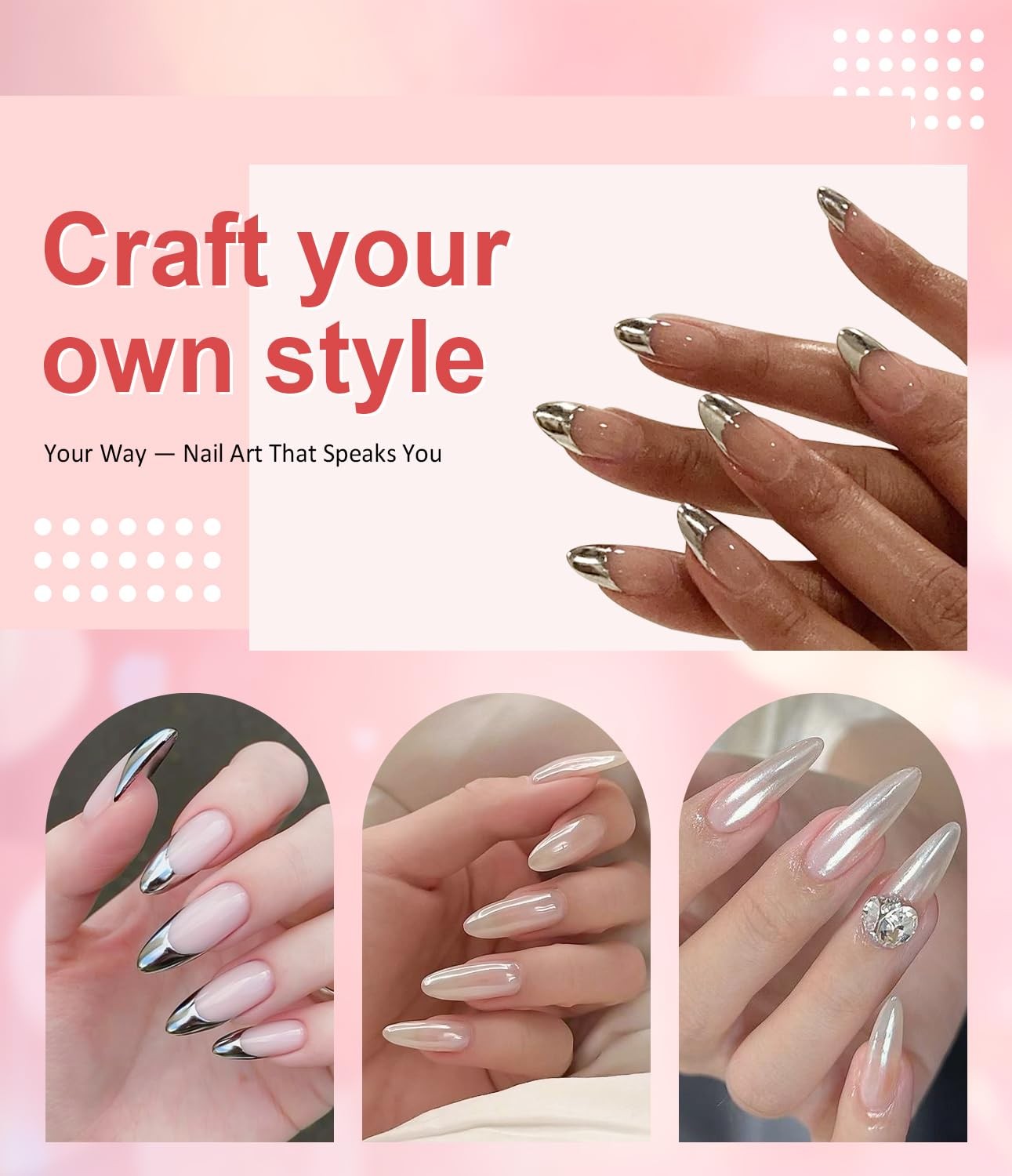 Pearl Chrome Nail Powder BISHENGYF -【Mirror Shinny Effect】 Magic Mirror Silve…