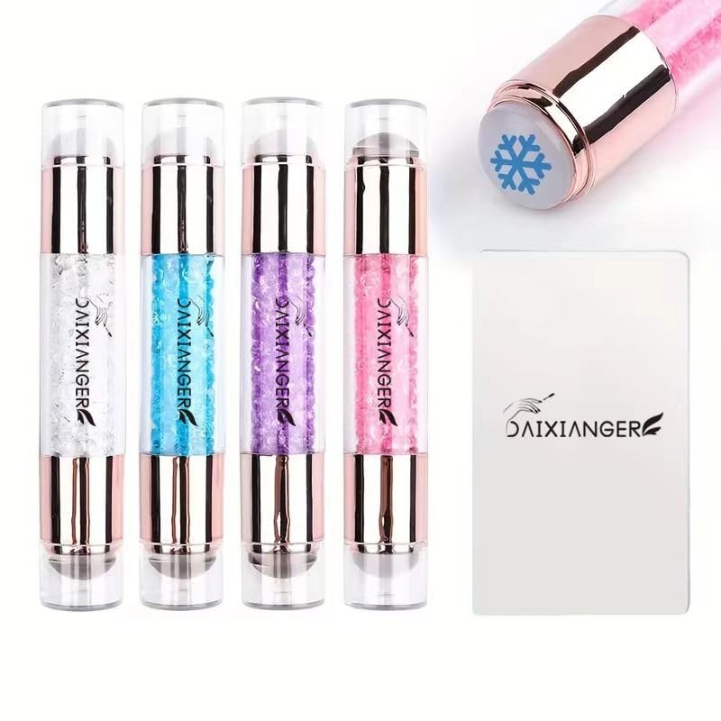 Double-Ended French Tip Nail Stamp, 2-in-1 Purple Nail Art Stamper Kit with S…