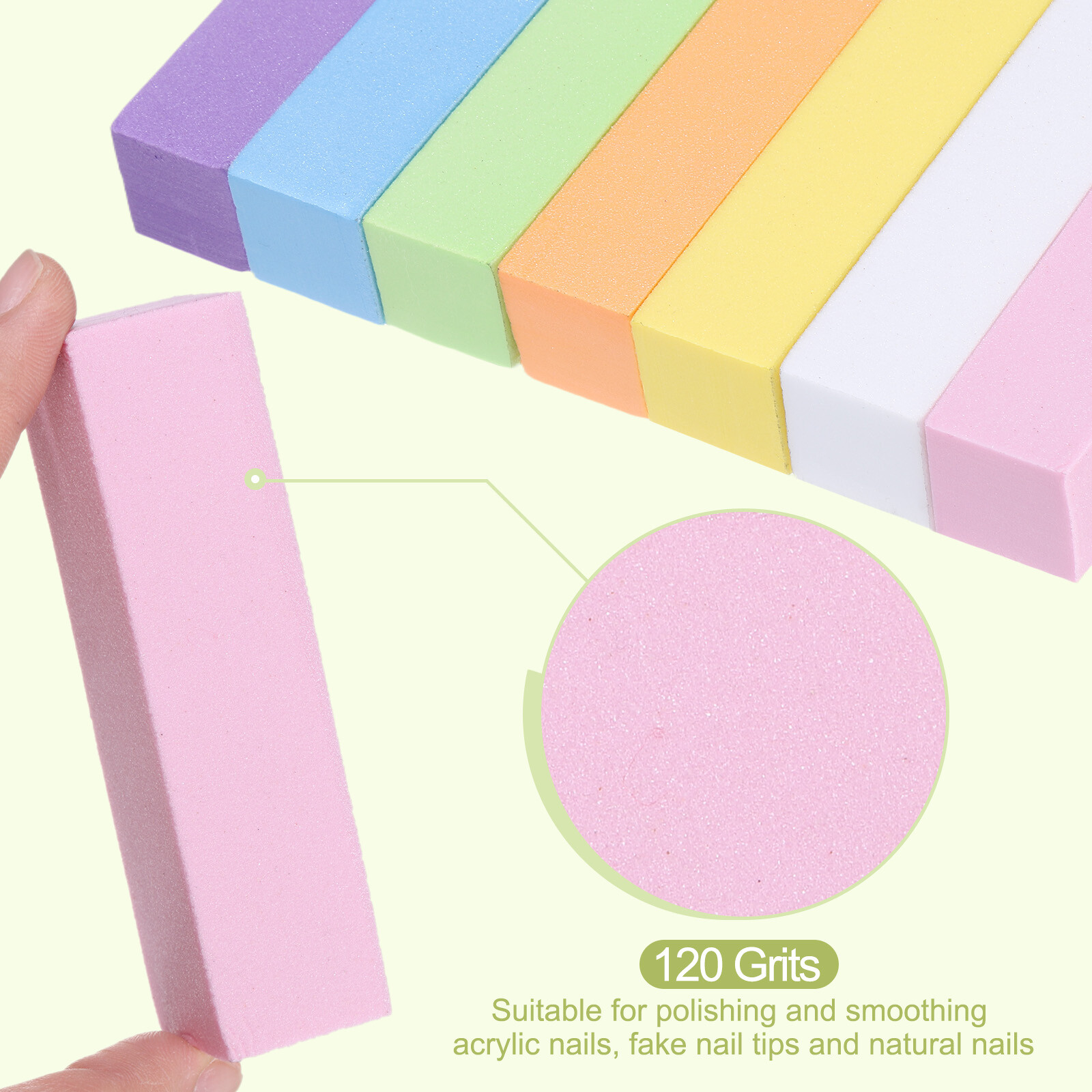 10pcs Nail Buffer Block 120 Grit Nail File for Nail Polishing Buffing, Pink