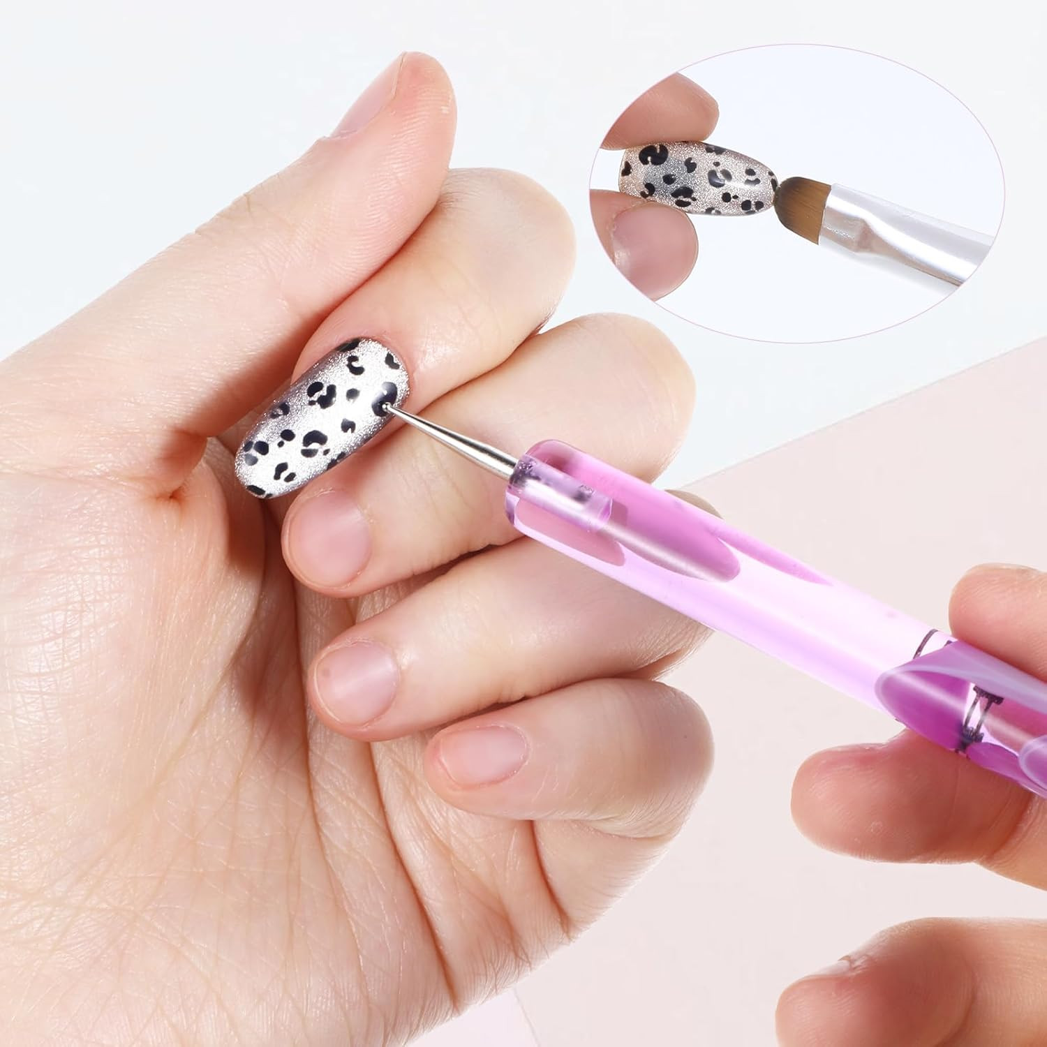 4Pcs French Gel Acrylic Nail Art Brush Mixed Color Two Way Nail Art Brush with D