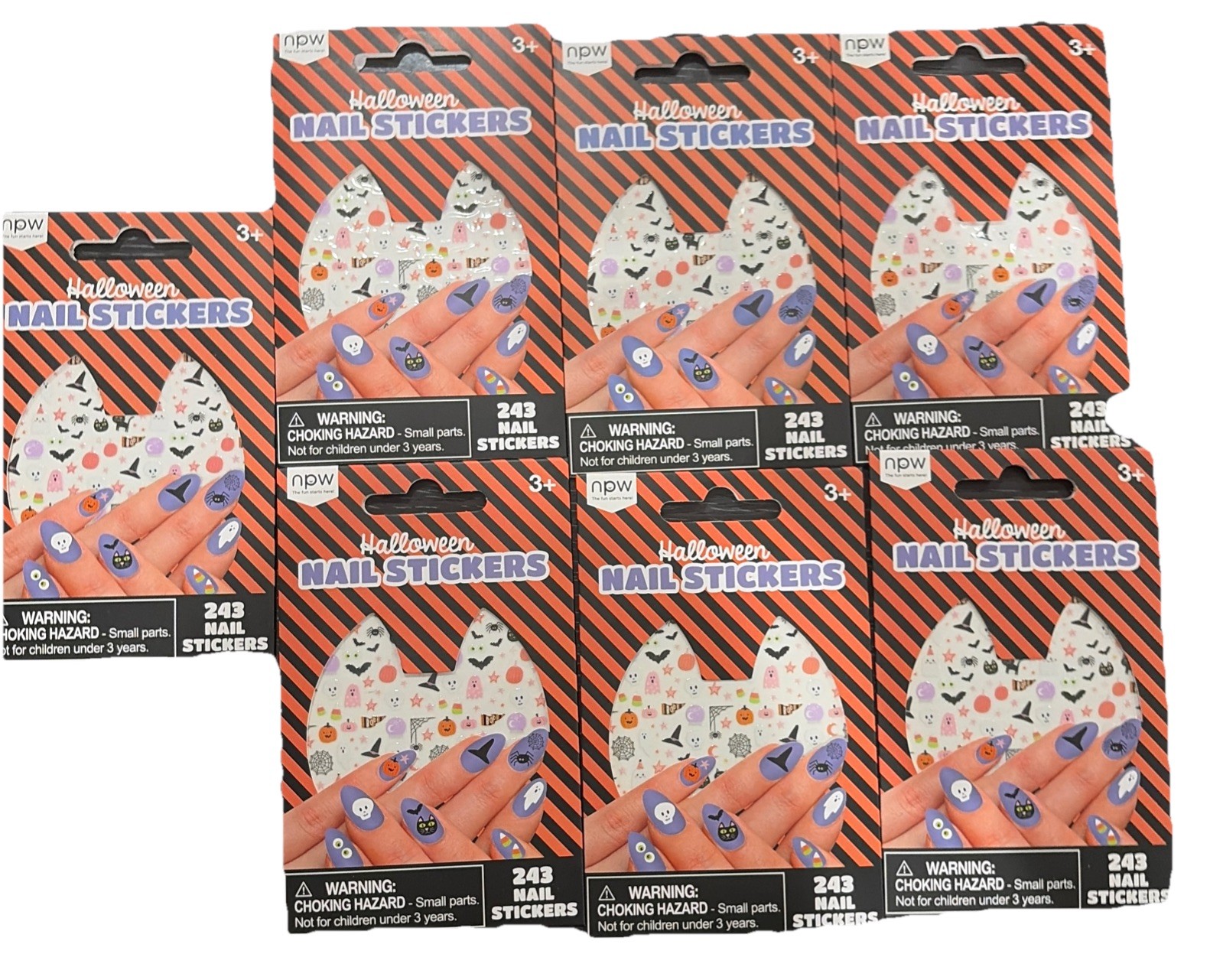 7 Packs Halloween Nail Stickers Ghost Pumpkin Nail Designs Self-Adhesive Spider