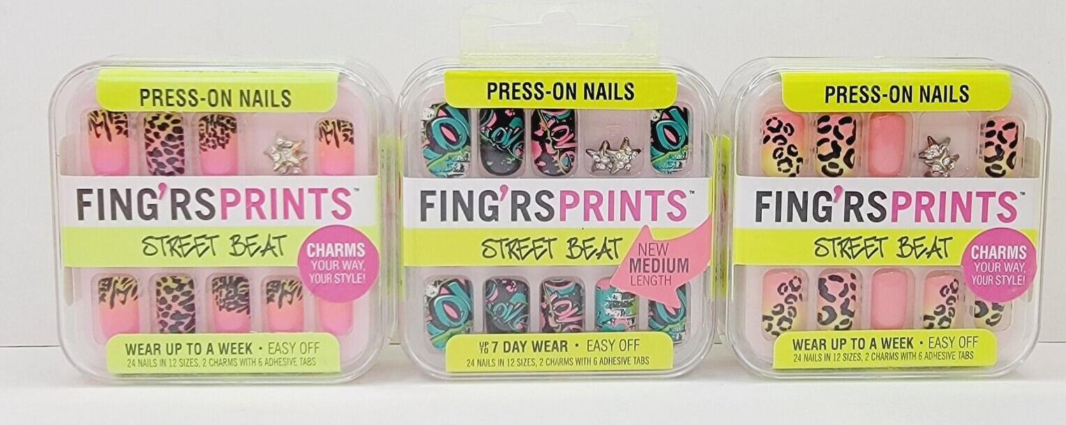 Fing’rs Prints Street Beat Knotty Girl – 1 Neon, 1 Leopard, 1 Block Party Sealed