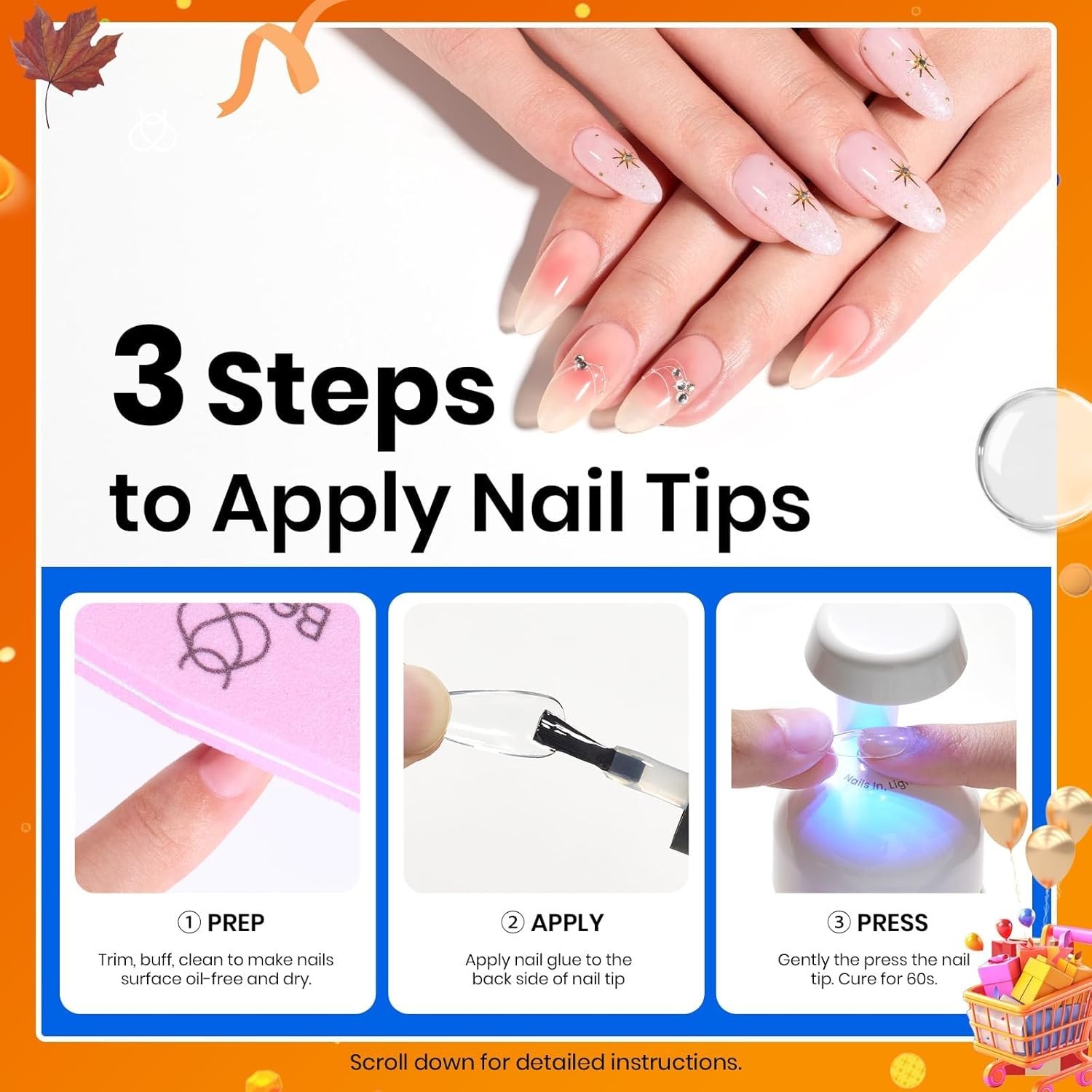 beetles Gel Polish 9 In 1 Nail Glue for Clear 0.5 Fl Oz (Pack of 2)