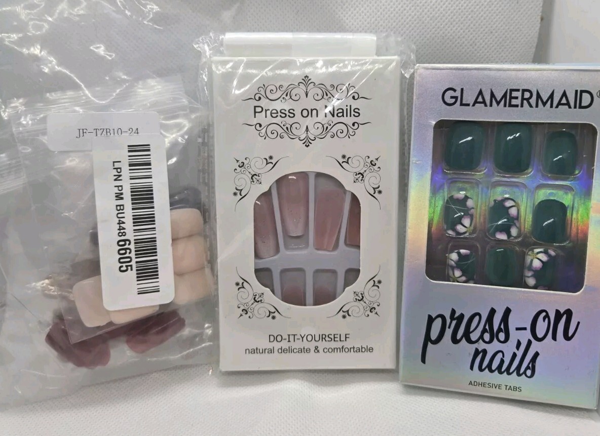 Press On Nails Lot 7 Sets Multiple Colors New!