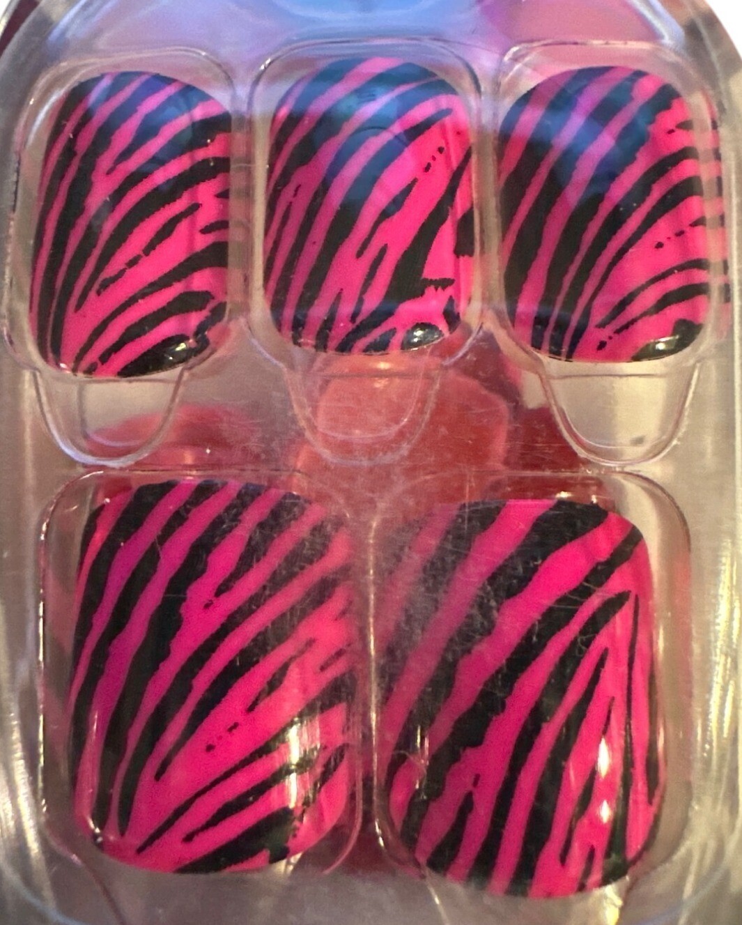 Impress Press-On Manicure Nails Pink & Black Zebra Print 24 Nails LIL DRUMR GIRL