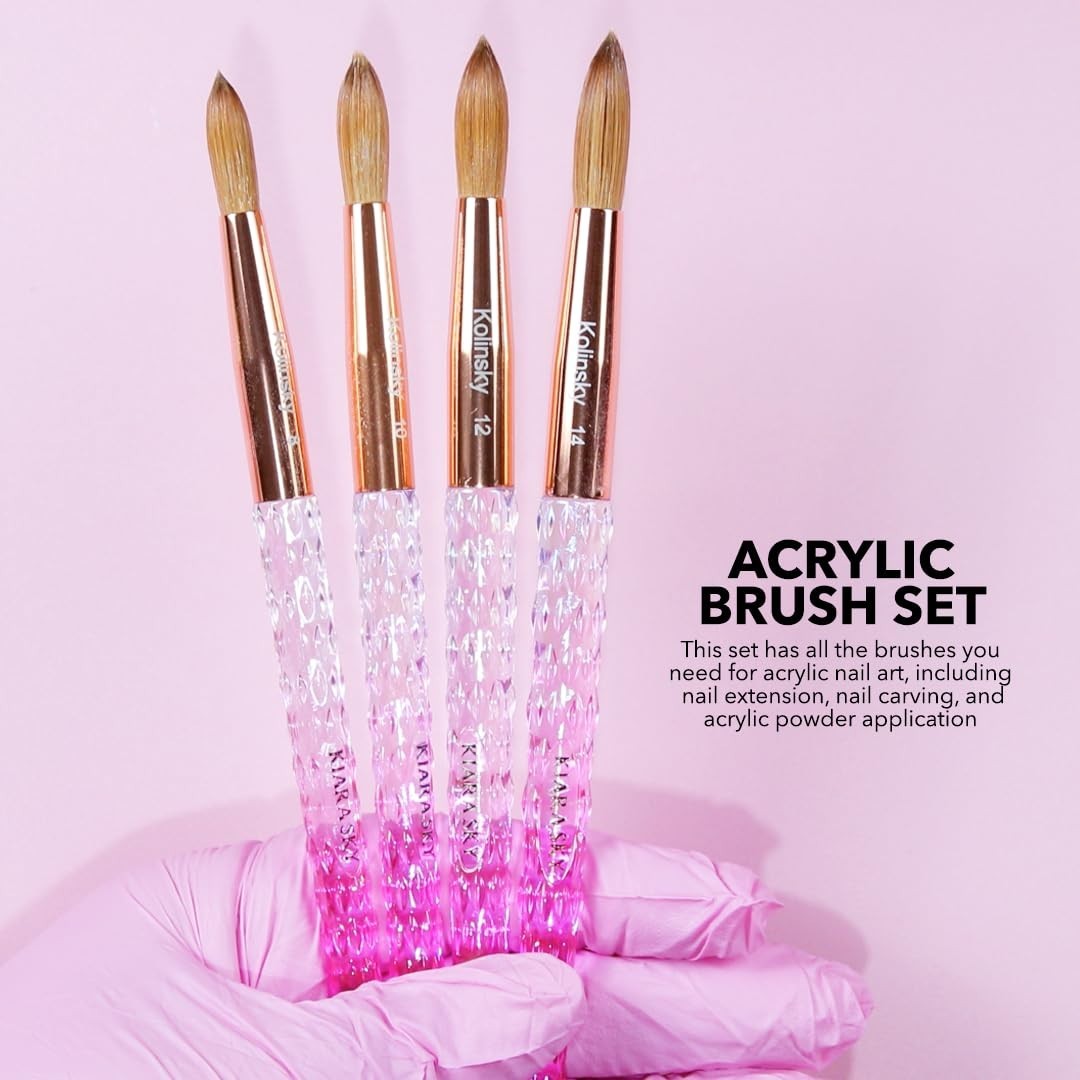 New Kolinsky Acrylic Nail Brush #12 Pure Sable Hair Pink Handle
