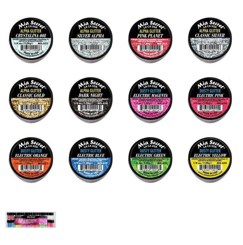Acrylic Nail Mia Secret Powder 12 Colors Alpha & Dust Glitter Collection