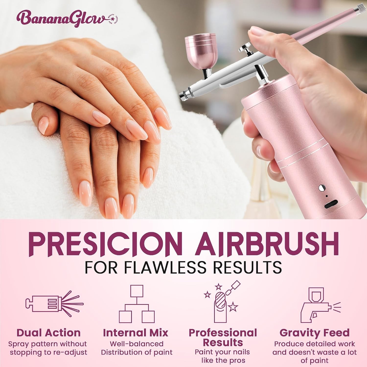 Portable Cordless Nail Art Airbrush Kit – Professional Stencils & Tools Included