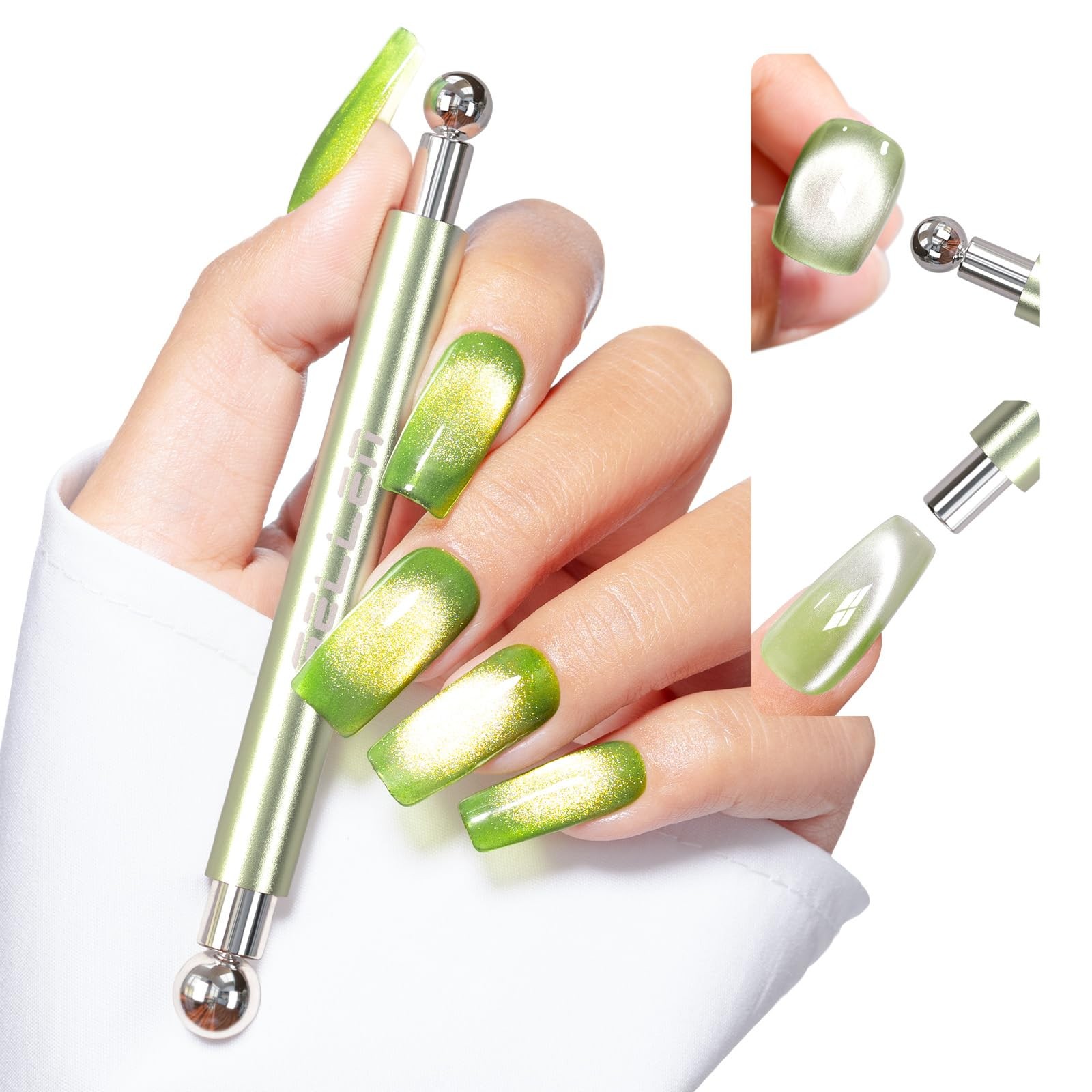 Gellen Green Double-Ended Cateye Magnet for Nails | Dual Cat Eye Nail Magnet …