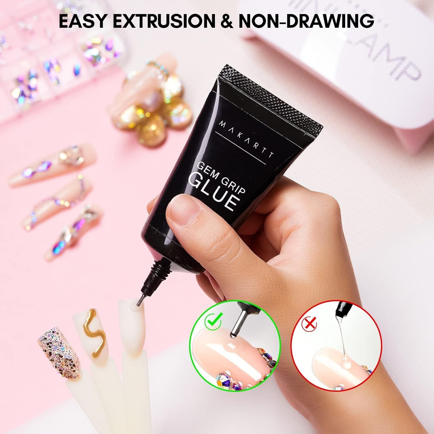 No Wipe Rhinestone Glue Gel – 30G Non-Toxic Nail Adhesive for Stunning Art