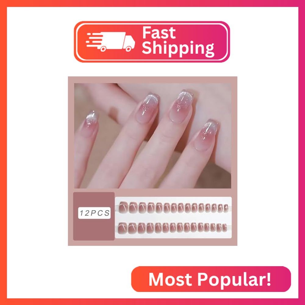 24 Pcs Press On Coffin False Nails – Long, Ballerina Style, Full Cover, Gradient