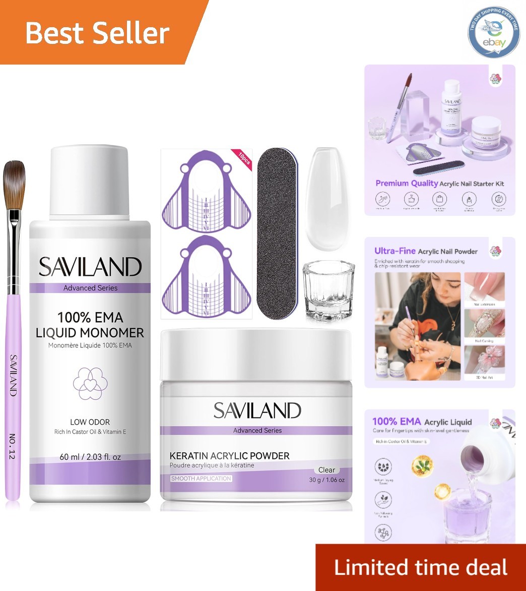Complete Beginner Acrylic Nail Kit: 30g Powder, 60ml Liquid, Easy Application