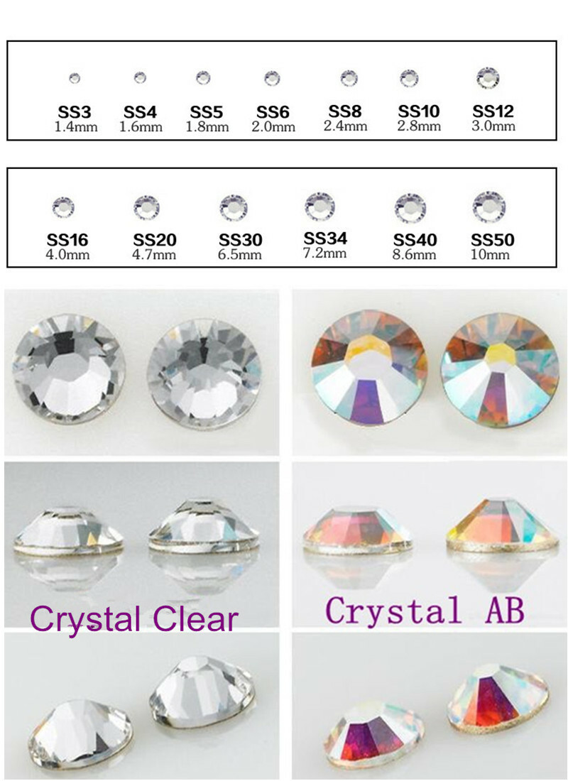 1440pcs Crystal Glass Flatback Rhinestones Glitter 3D Nail Art Gems Tips Decor