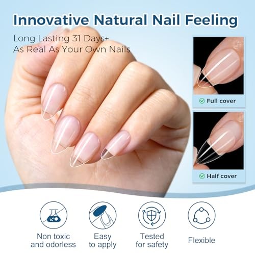Short Almond Nail Tips, 510pcs 15 Sizes Pre-Shaped Soft 510pcs Short Almond