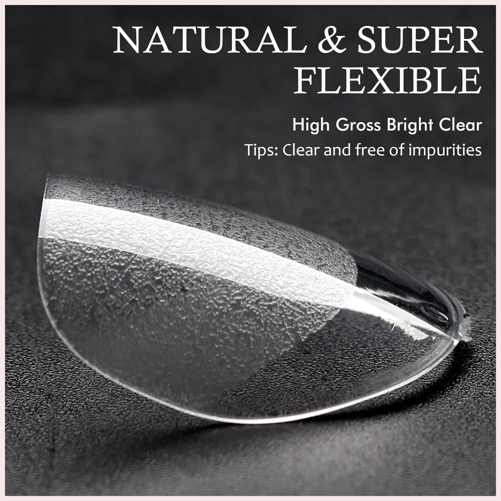Lifextol 300pc Oval Gel Nail Tips Short Fake Nails for Press 12 Sizes, clear