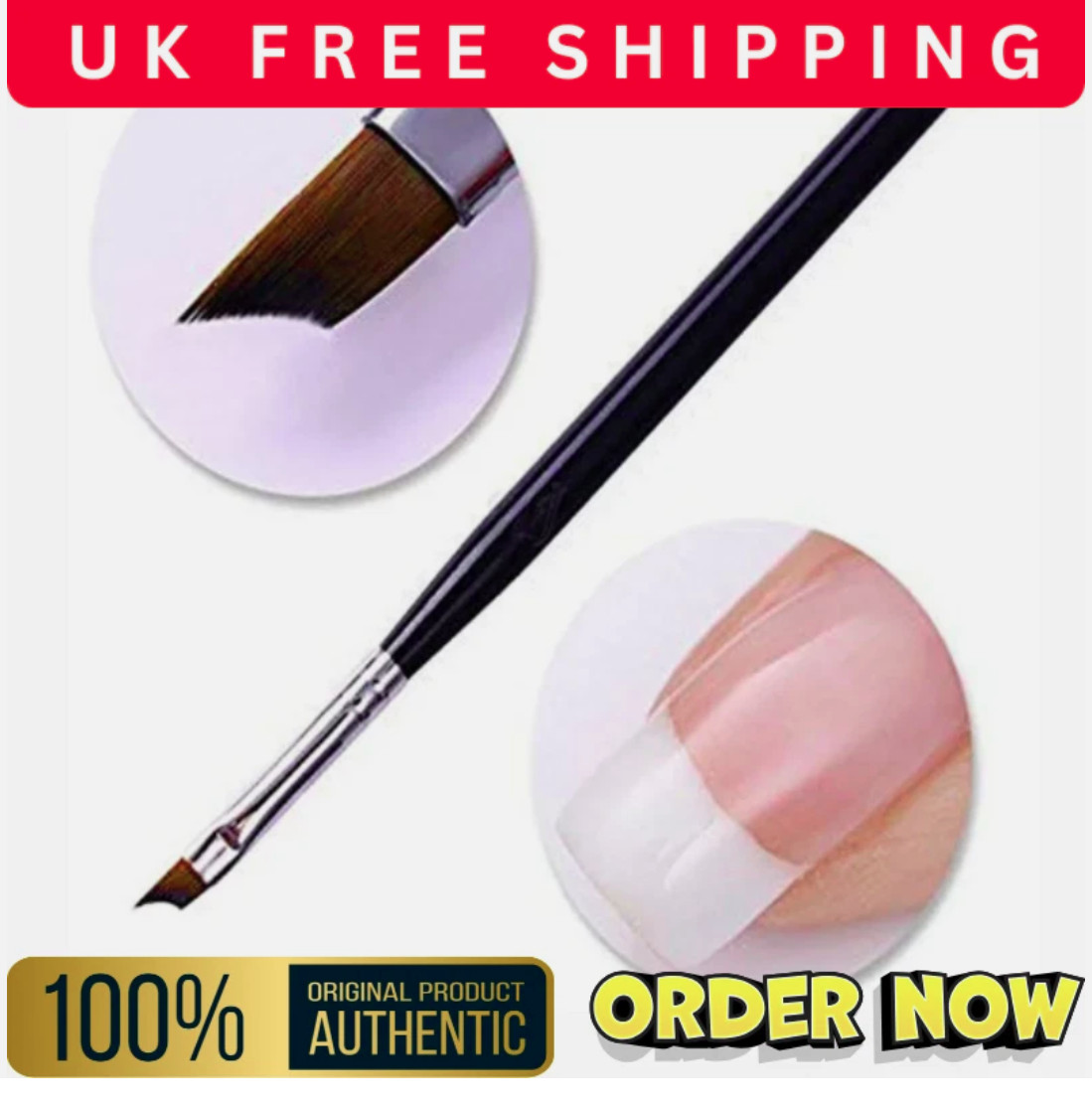 Drawing Brush Nail Art Tool Smile Half Moon Shape French Nail Painting UV Gel UK