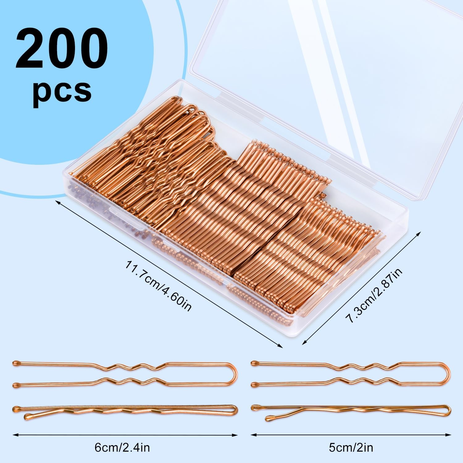 TsMADDTs Hair Pins, 200 pcs Rose Gold Bobby U Shaped Pins D-Rose