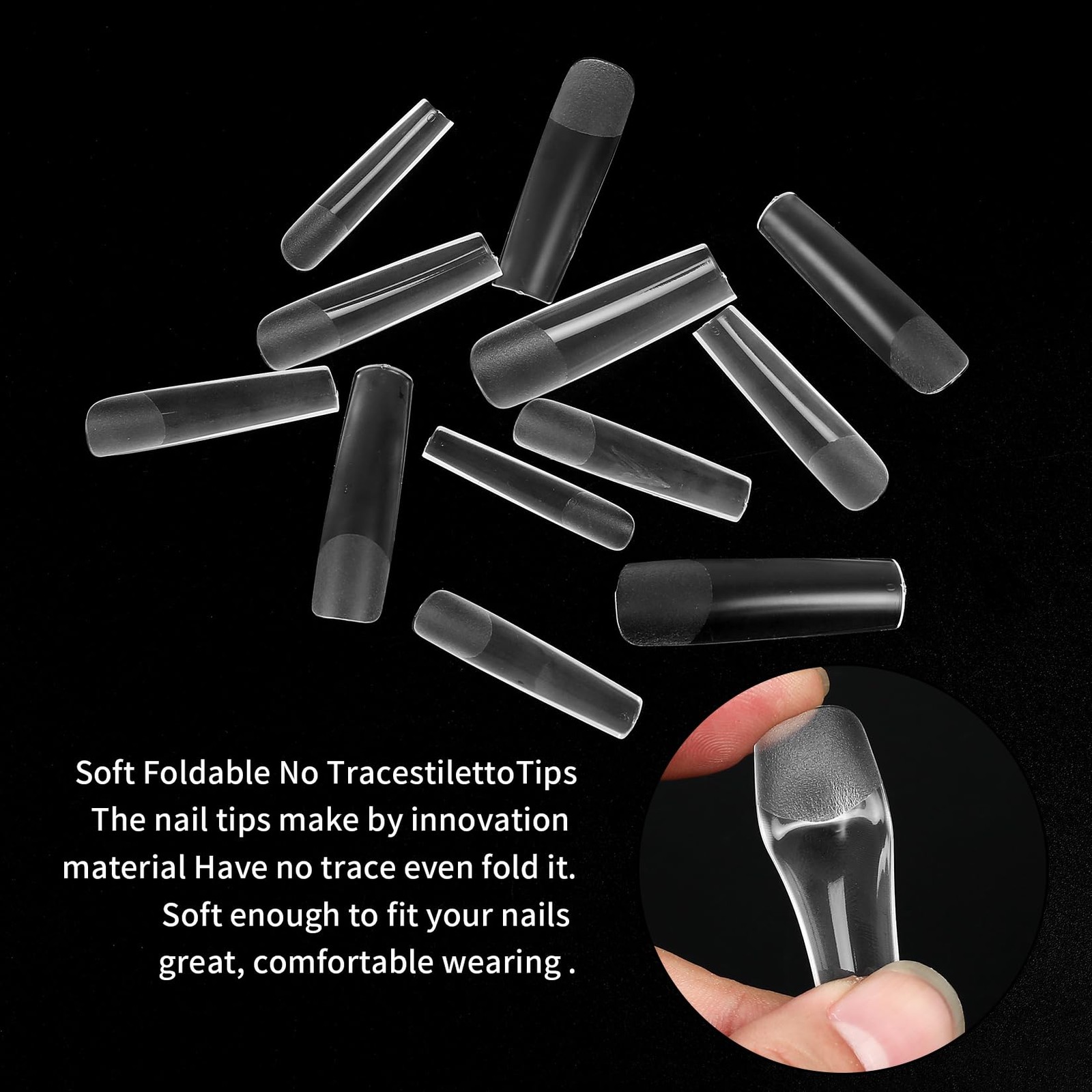 KOXXIAMOQ 240 Pcs Square Clear Extra Long No C 0-11, 12 Sizes, Transparent