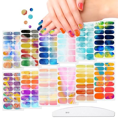 12 Sheets Graffiti Gradient Color Full Nail Wraps Aurora Polish 12 Sheets-02