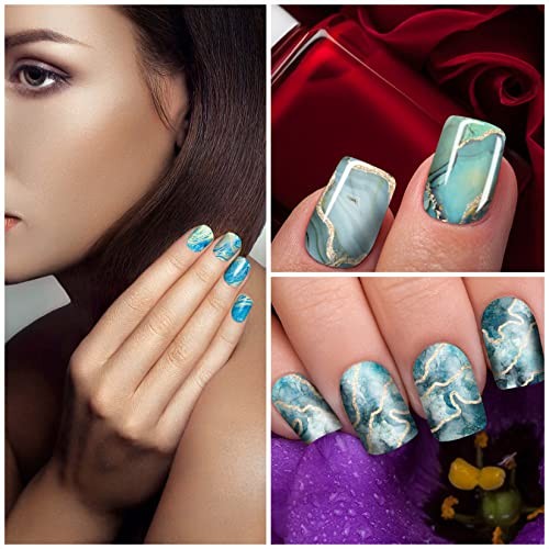 24 Sheets 336 Pcs Marble Nail Stickers Full Nail Wraps for Style3 Marble 2