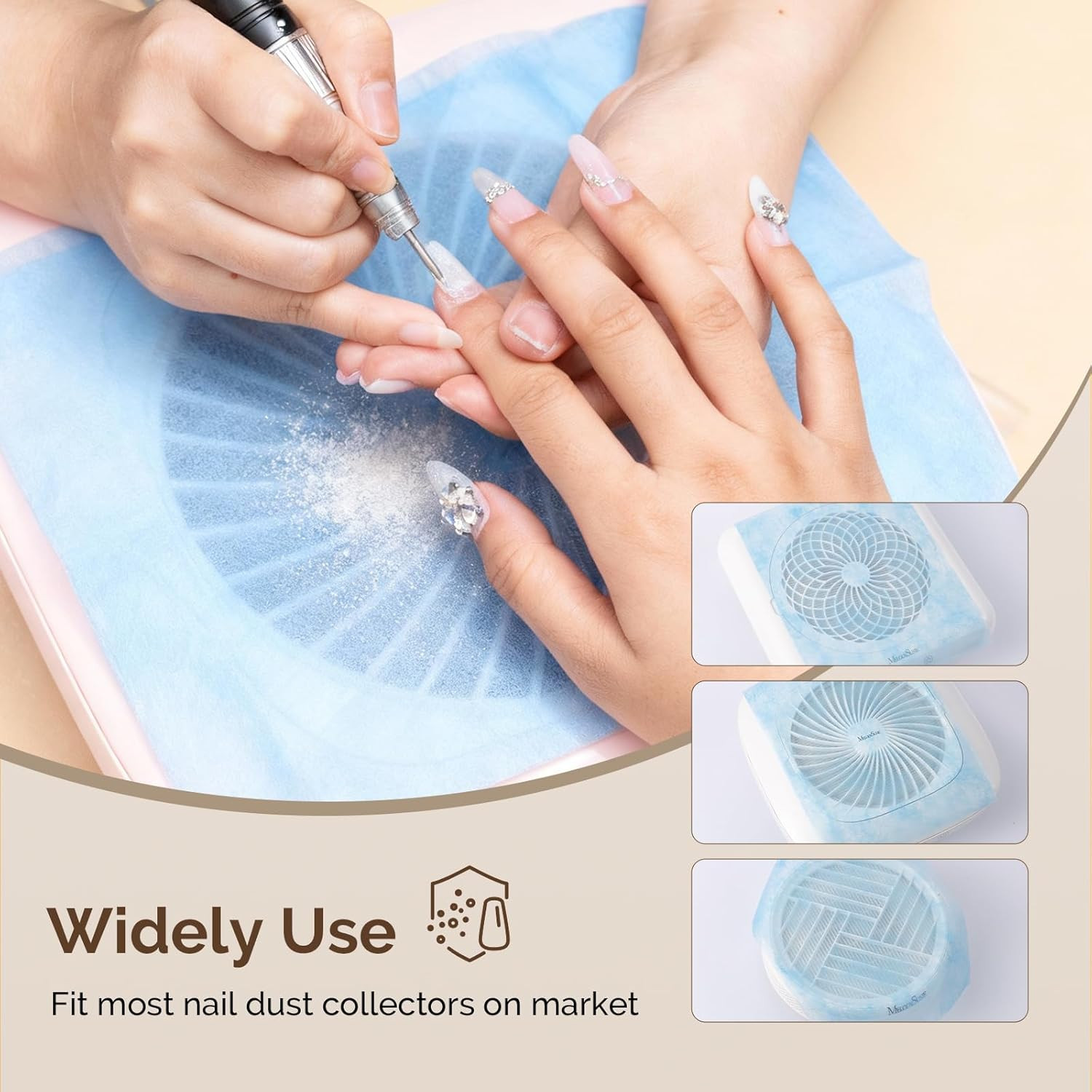200 Sheets Nail Dust Collector Filter Paper, Disposable Dust Vacuum Filter with