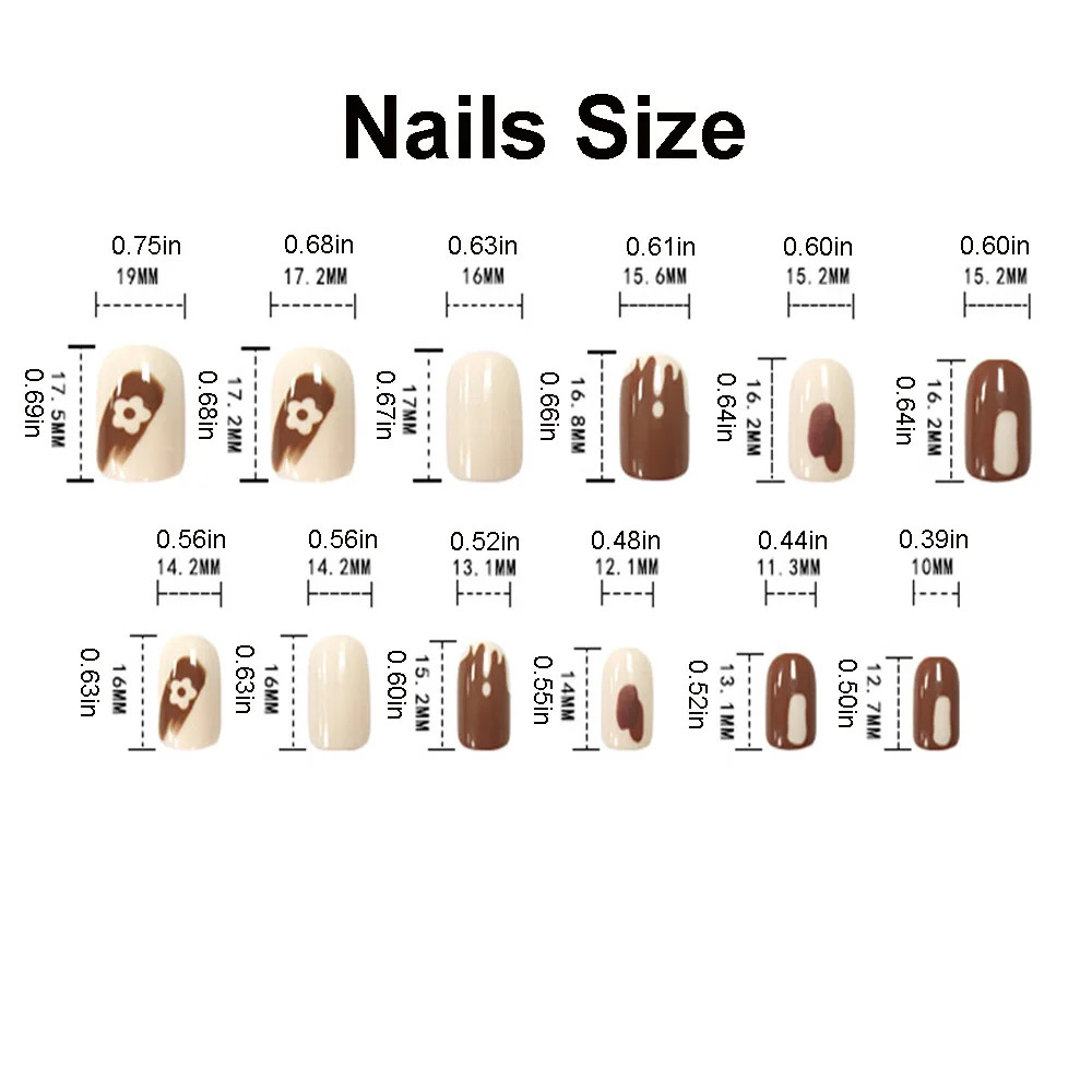 24pcs Set Short Square French Press On Nails Flower Butterfly Design Fake Nails