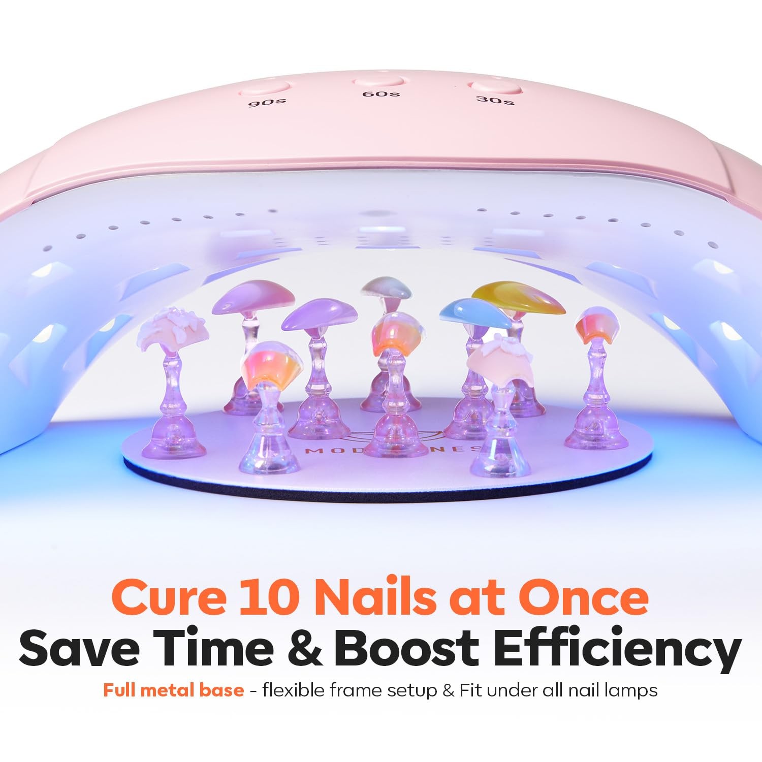 Modelones Nail Stand Round Metal Base Press on Nail Tips Holder 200pcs Tabs