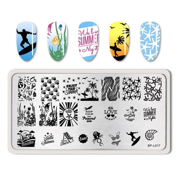 Born Pretty BPL017 BP-L017 nail stamp plate Summer Spring Beach Ocean Snorkling
