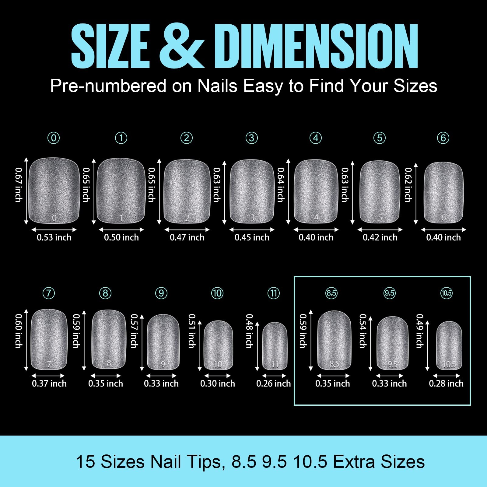 Extra Short Square Nail Tips, 15 Sizes Soft Doublesided Matte Fake Nails for …