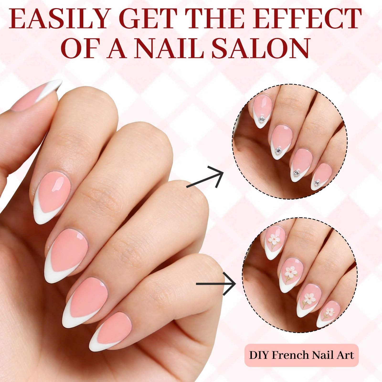 Bellelfin 240Pcs White French Tip Press on Nails – 12 Sizes Short Almond Nail…