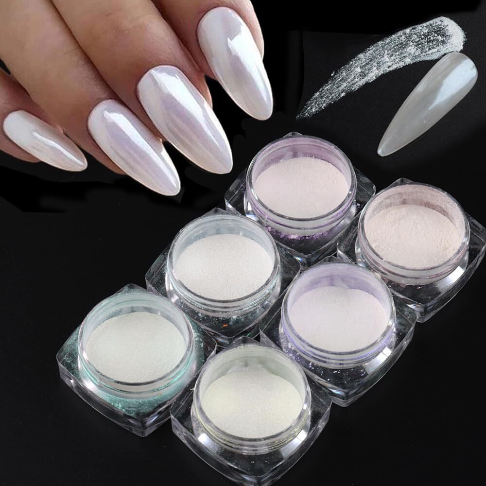 Chrome Nail Powder Metallic Mirror Effect Pigment Glitter Dust Kit