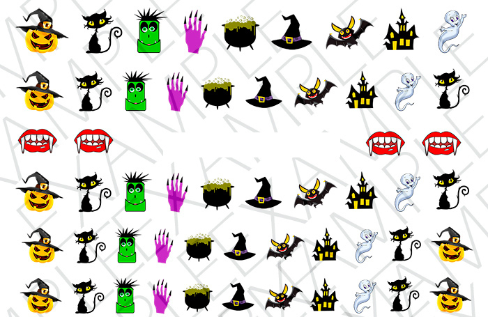 Halloween Nail Art Stickers Transfers Decals Set of 42 – A1253