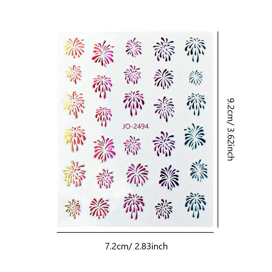 Dazzling Nail Art Stickers, Trendy Cat Eye Fireworks Decals, Glitter Flake Set