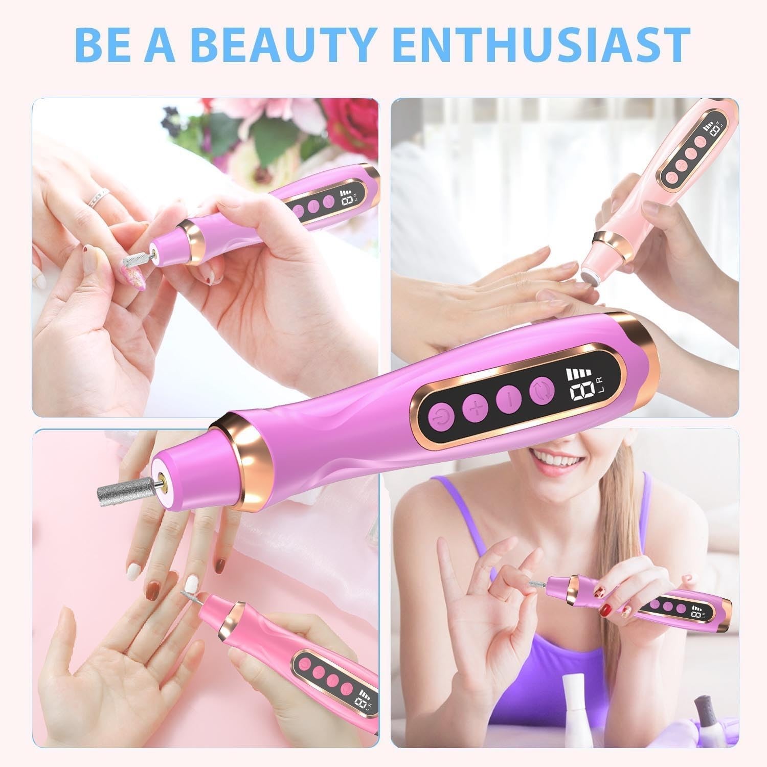 Professional Manicure Pedicure Kit Cordless Electric Nail File Set 6 Speed Co…
