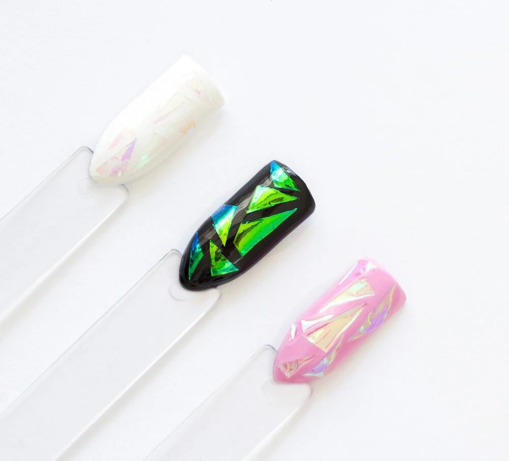 Broken Glass Nail Foil Effect Stickers Shattered Holographic Angel Paper Wraps