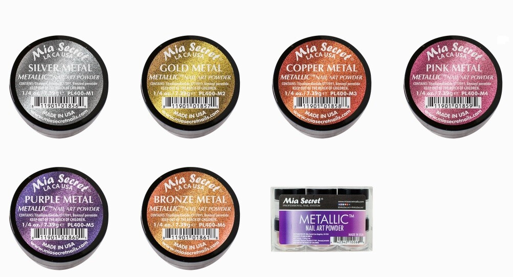 Acrylic Nail Mia Secret Powder 6 Color Metallic Collection