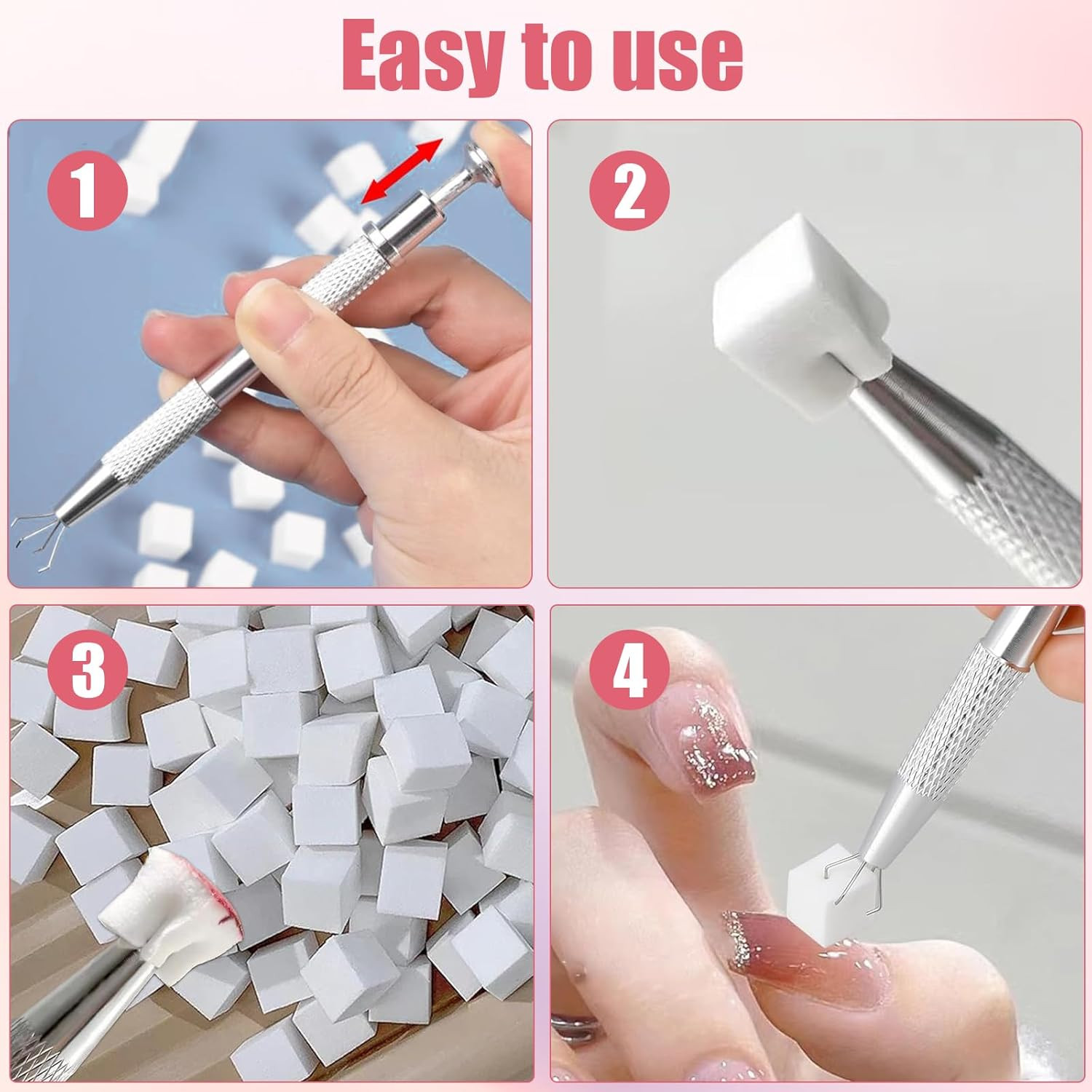 300Pcs Soft Nail Sponges for Ombre,White Nail Art Sponges with Grabbing Pen,Acry