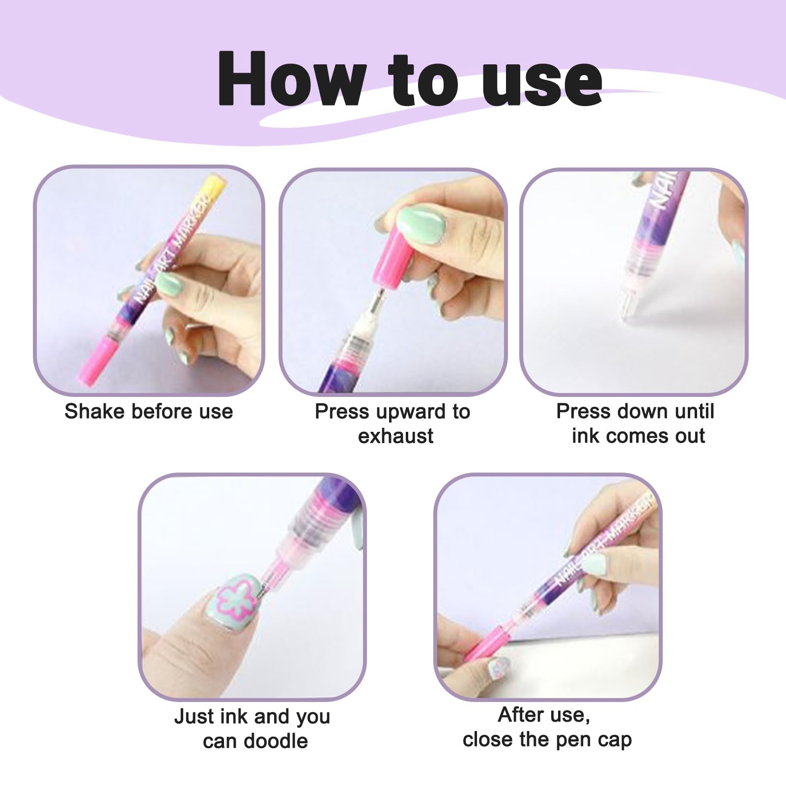 Hinourisha12pcs Nail Art Pens Sets, Nail Art Marker, 0.5mm Fine Tip Easiest C…