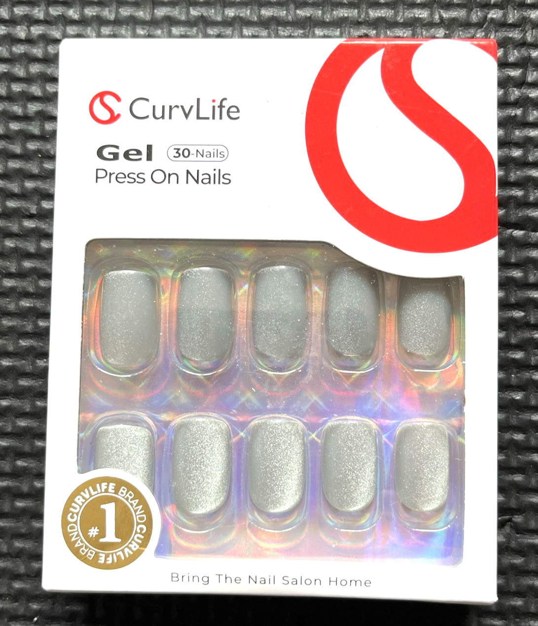 Curvlife Soft Gel Press on Nails, Silver Cat Eye Square Medium Style Full Cover
