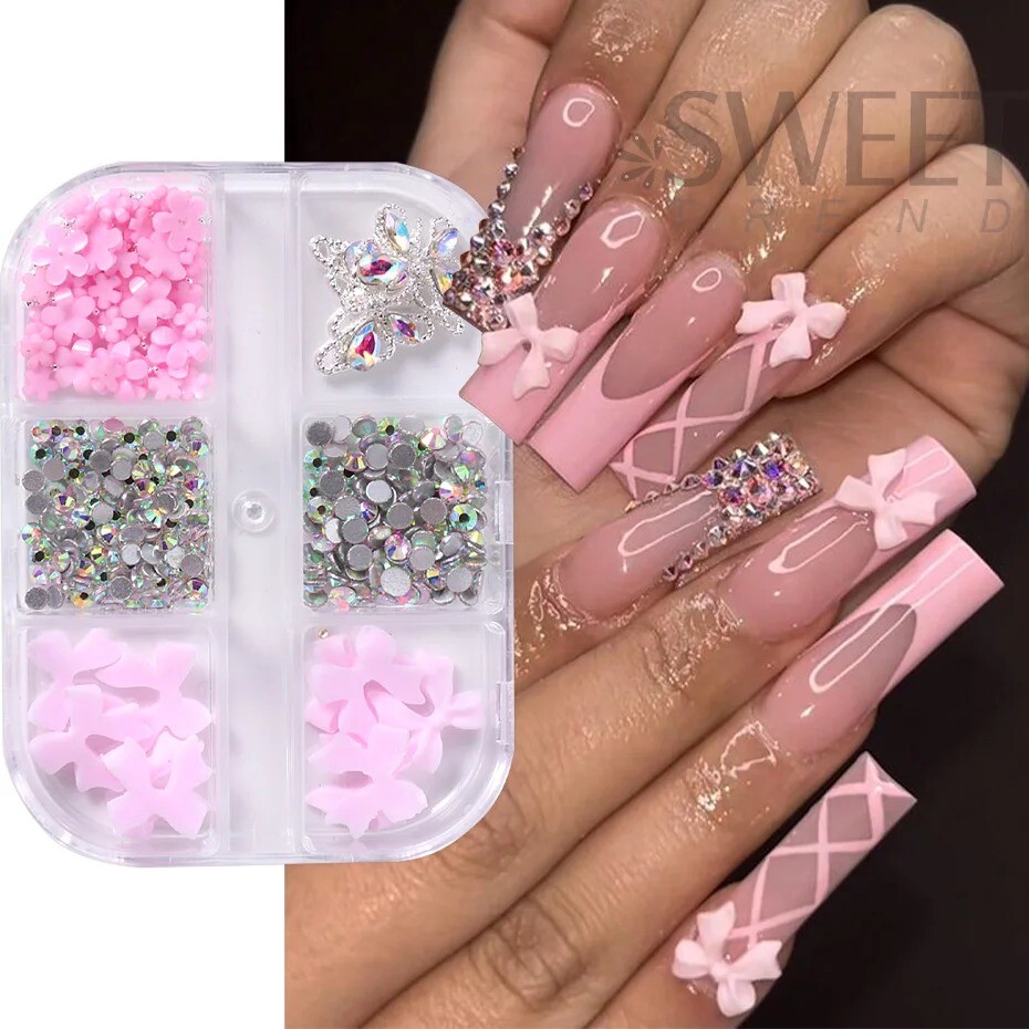 3DNail Charm Flower Nail Art Stickers Decals DIY Art Jewelry Nail Decoration