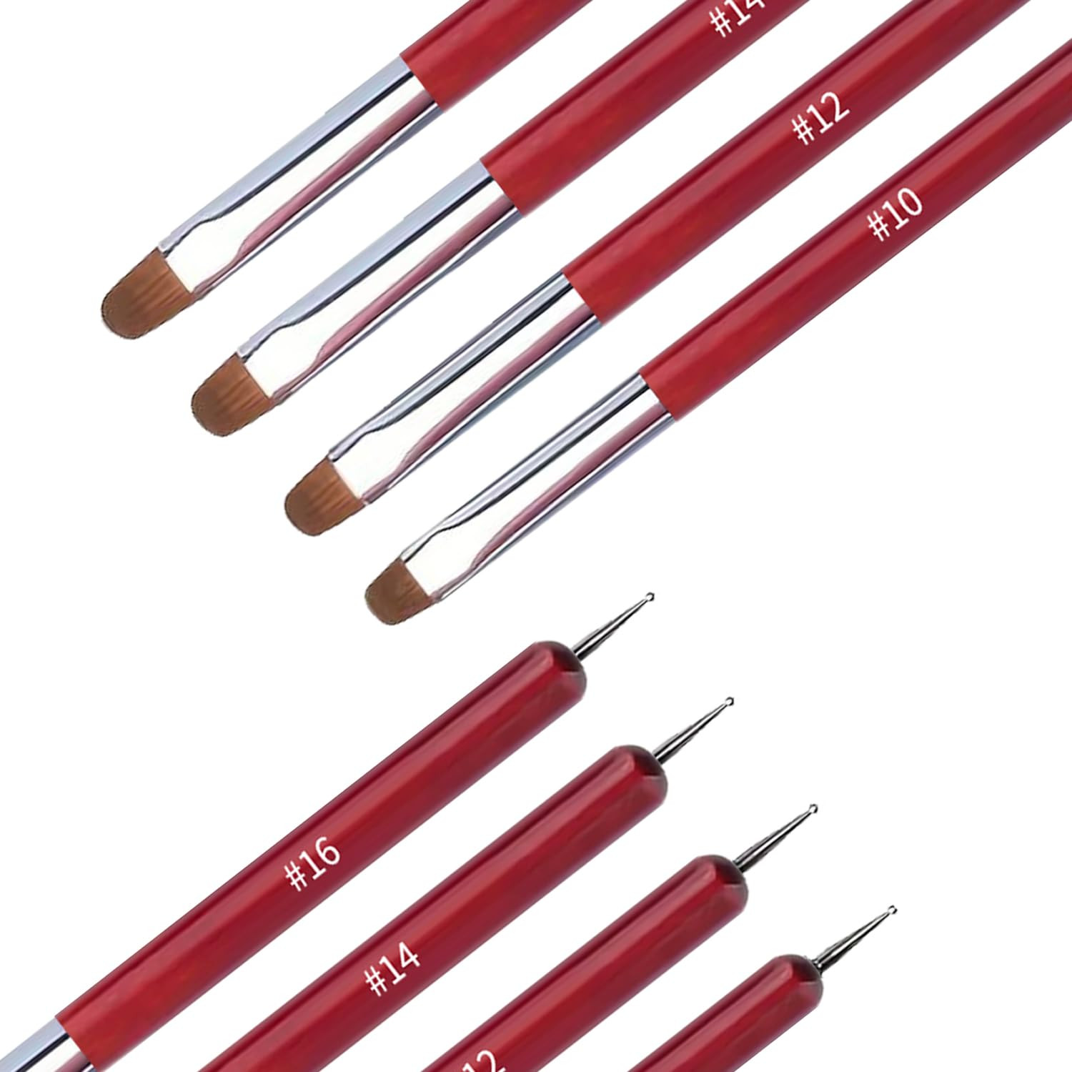 4Pcs French Tip Brush, Double-Ended French Brushes for Nails with Dotting Tool,