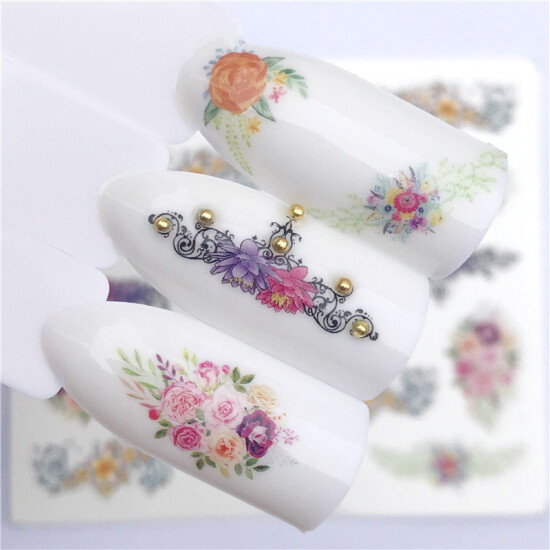 Multicolor Flower PVC Nail Art Decoration Stickers #004-3086
