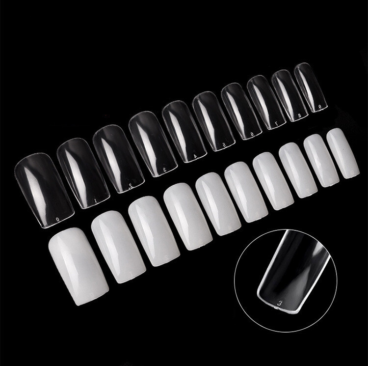 500Pcs French Half Cover Artificial False Square Nails Tips Acrylic UV Gel Clear