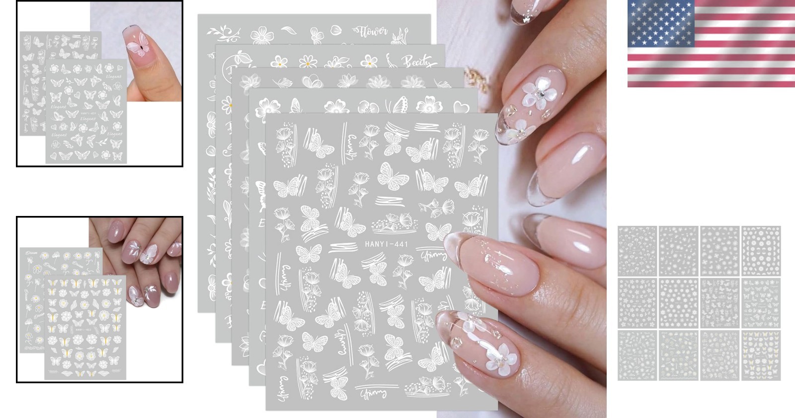 Spring Flower Nail Art Decals 12 Sheets Self Adhesive Easy to Use for Beginners