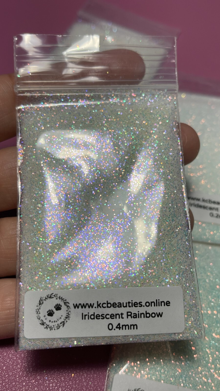 Iridescent White Glitter Hex Snow White pink blue sheen Nail Art US seller